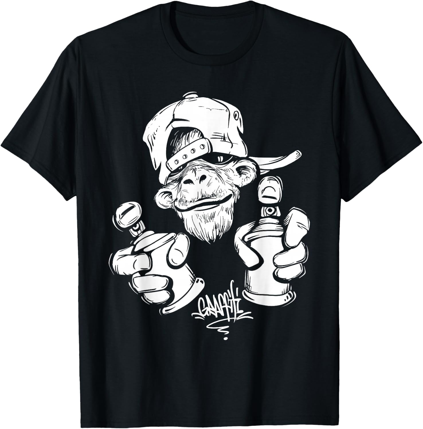 Monkey Graffiti Hip Hop Rap Music Ape Graphic Apparel Gift T-Shirt - T-Shirt | Black