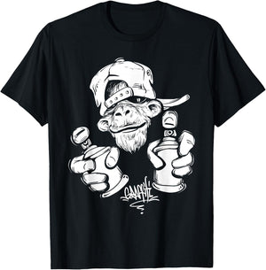 Monkey Graffiti Hip Hop Rap Music Ape Graphic Apparel Gift T-Shirt - T-Shirt | Black