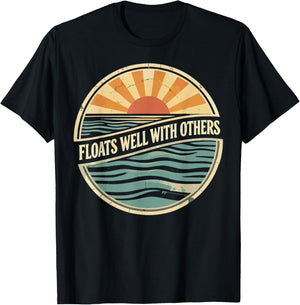 Floats Well with Others, Funny Summer Joke T-Shirt - T-Shirt | Black