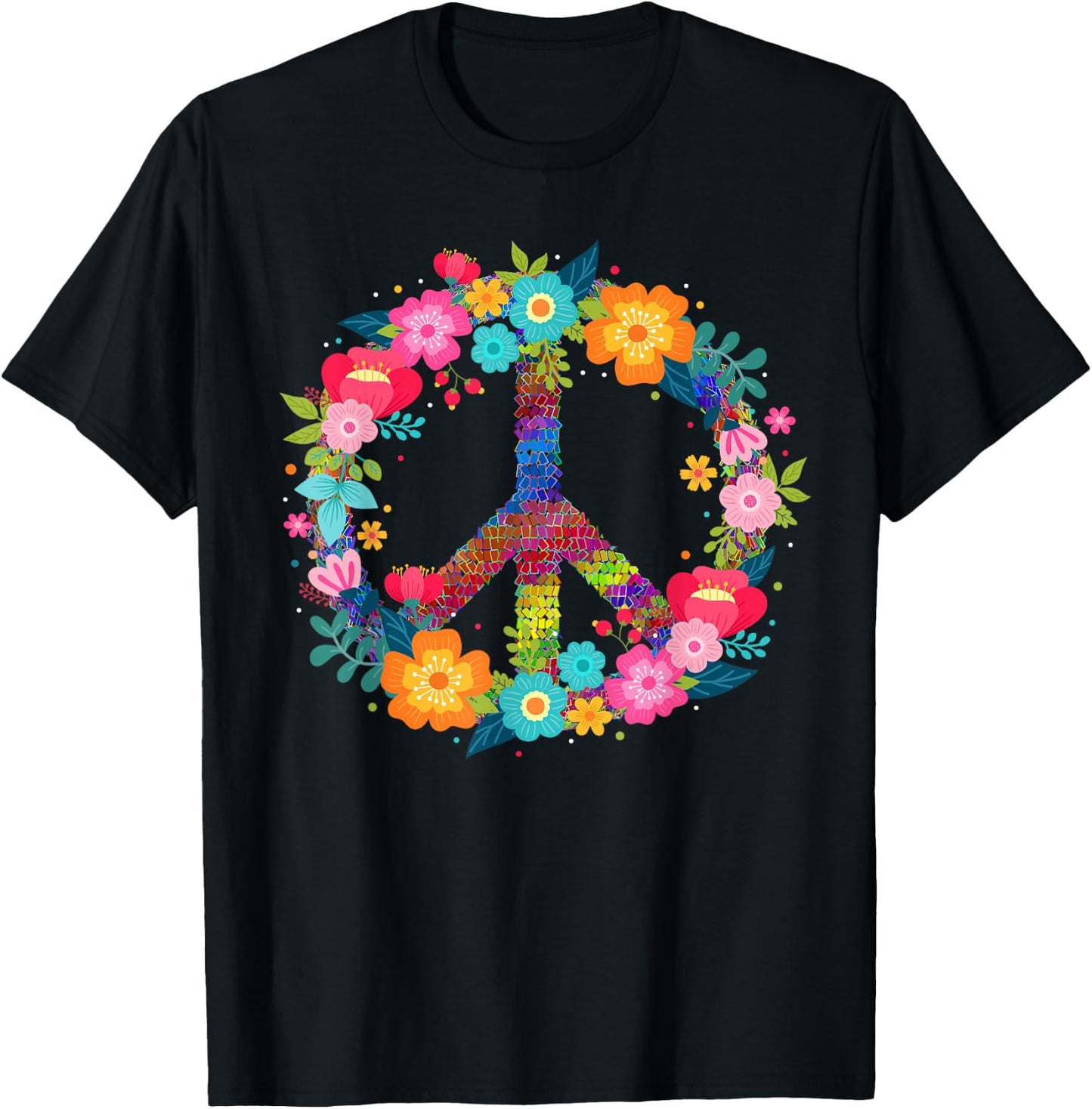 Peace Love Hippie Design - 60s 70s Retro T-Shirt - T-Shirt | Black
