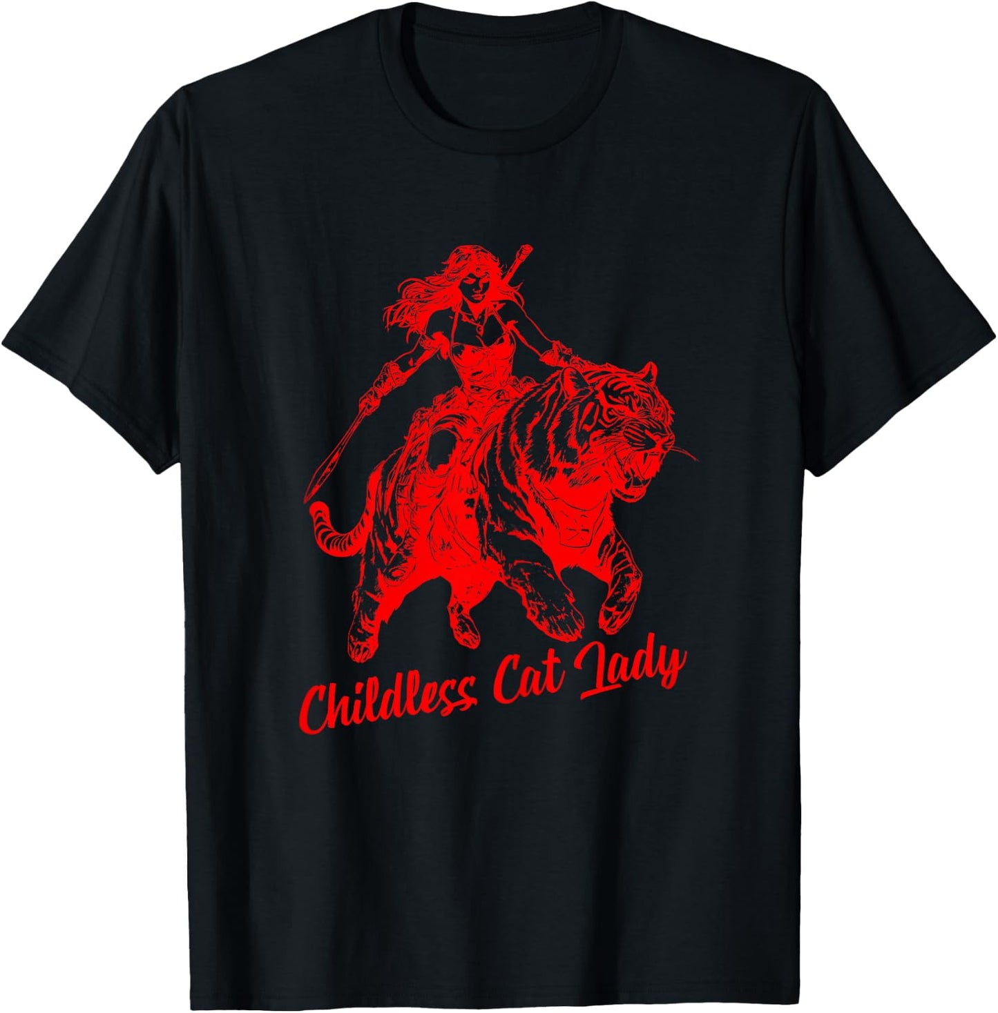 Childless Cat Lady Funny Women Tiger Apparel Big Cats T-Shirt - T-Shirt | Black