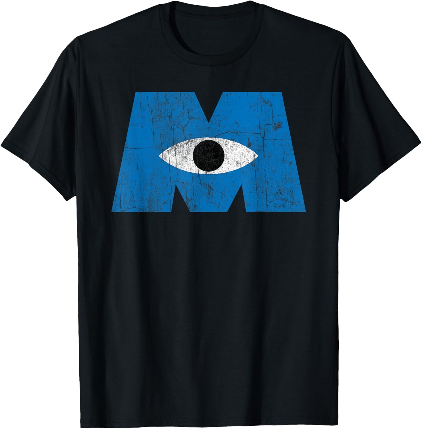 Disney Pixar Monsters, Inc Distressed Cyclops Blue Logo T-Shirt - T-Shirt | Black