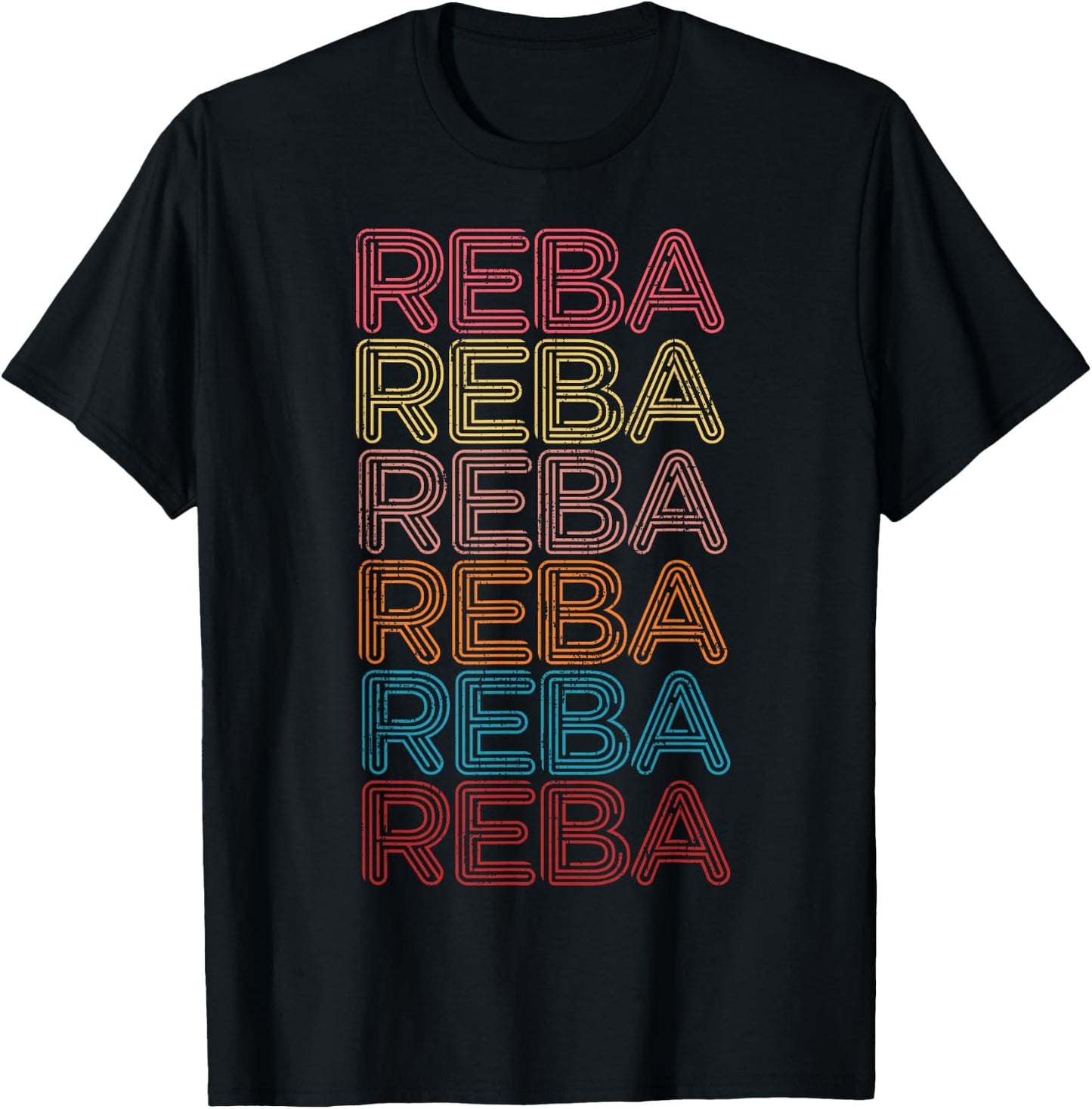 Vintage Reba Name Retro Style 70s 80s First Women T-Shirt - T-Shirt | Black
