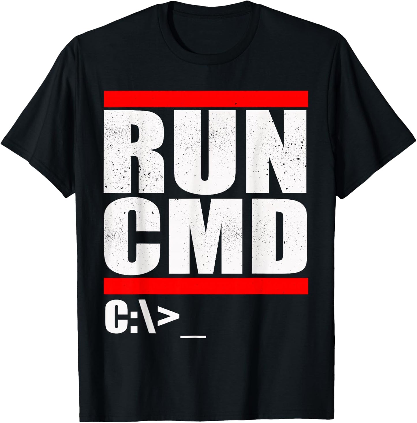 Run CMD Computer Nerd T Shirt T-Shirt - T-Shirt | Black