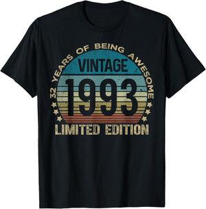 32 Year Old Gifts Vintage 1993 Limited Edition 32nd Birthday T-Shirt - T-Shirt | Black