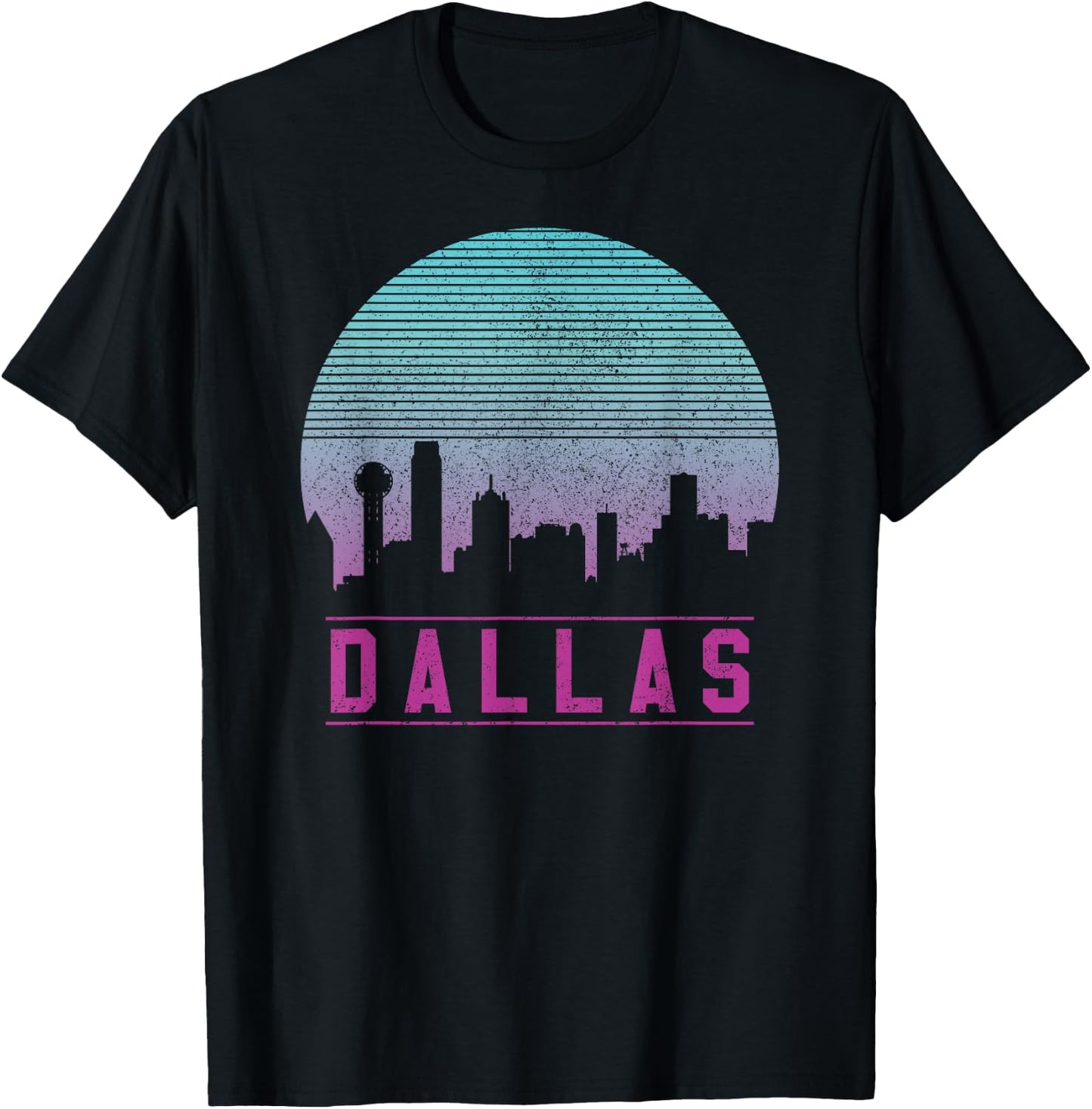 Dallas Skyline - Vintage Retro Texas Shirt Gift T-Shirt - T-Shirt | Black