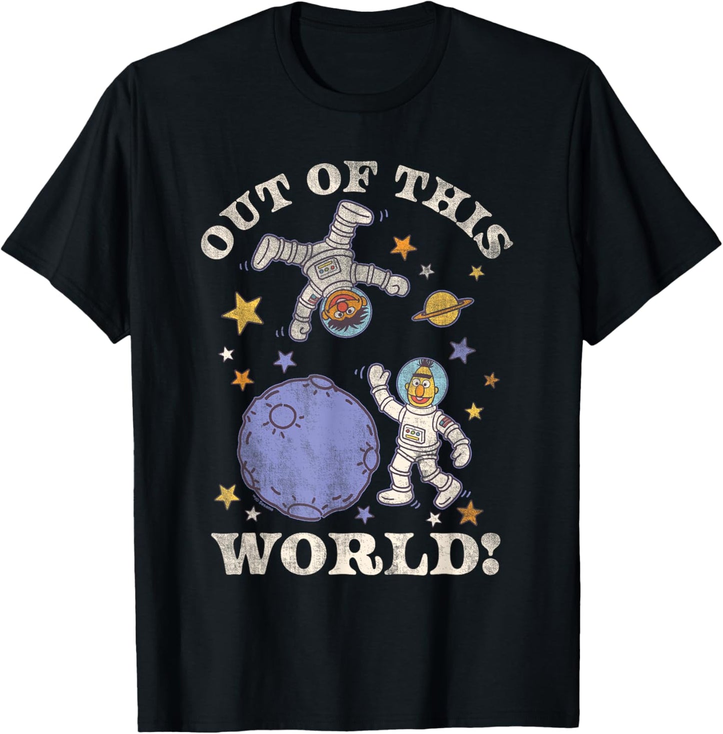 Sesame Street Vintage Bert and Ernie Out of This World T-Shirt - T-Shirt | Black