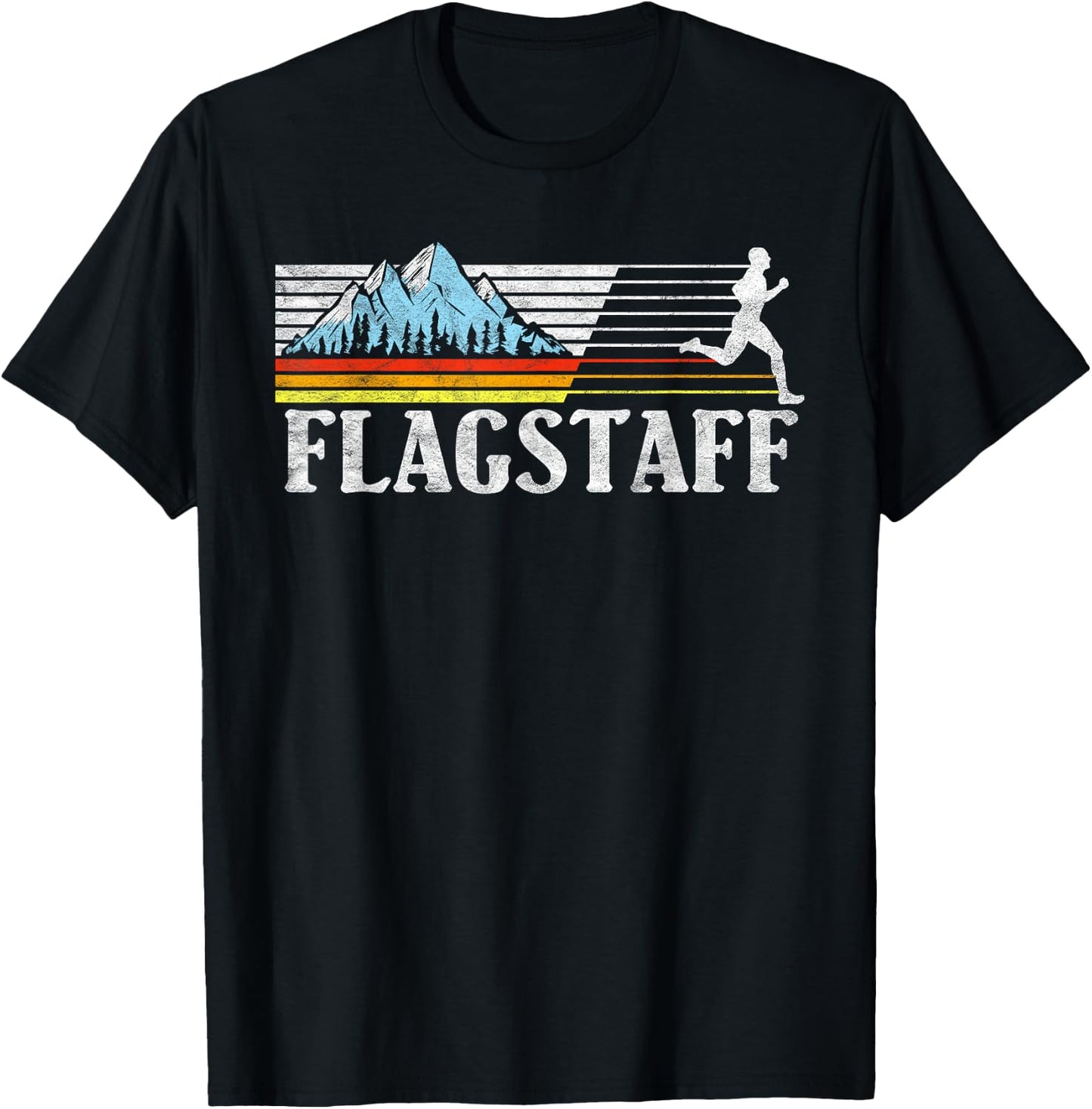 Flagstaff Trail Running Retro Mountains 80s Graphic T-Shirt - T-Shirt | Black
