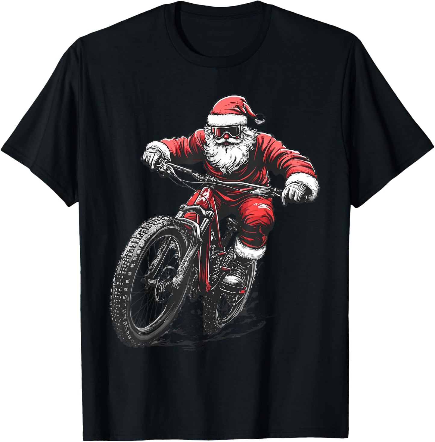Santa BMX Lover Biker Bicycle Racing Cyclist Christmas Xmas T-Shirt - T-Shirt | Black