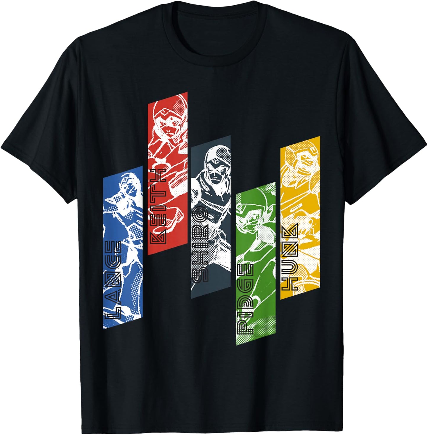 Voltron Legendary Defender 5 Lions with Names T-Shirt - T-Shirt | Black