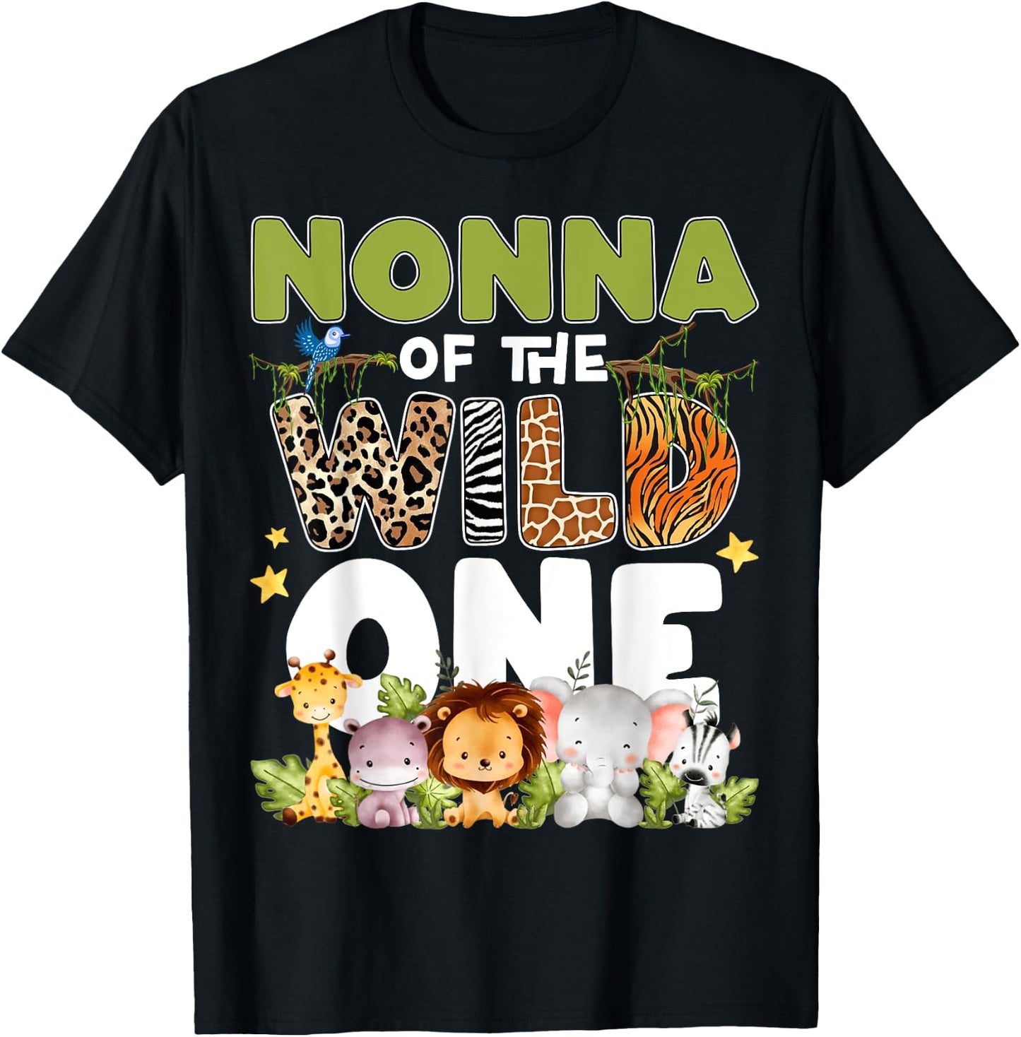 Nonna Of The Wild One 1st Birthday Safari Family Matching T-Shirt - T-Shirt | Black