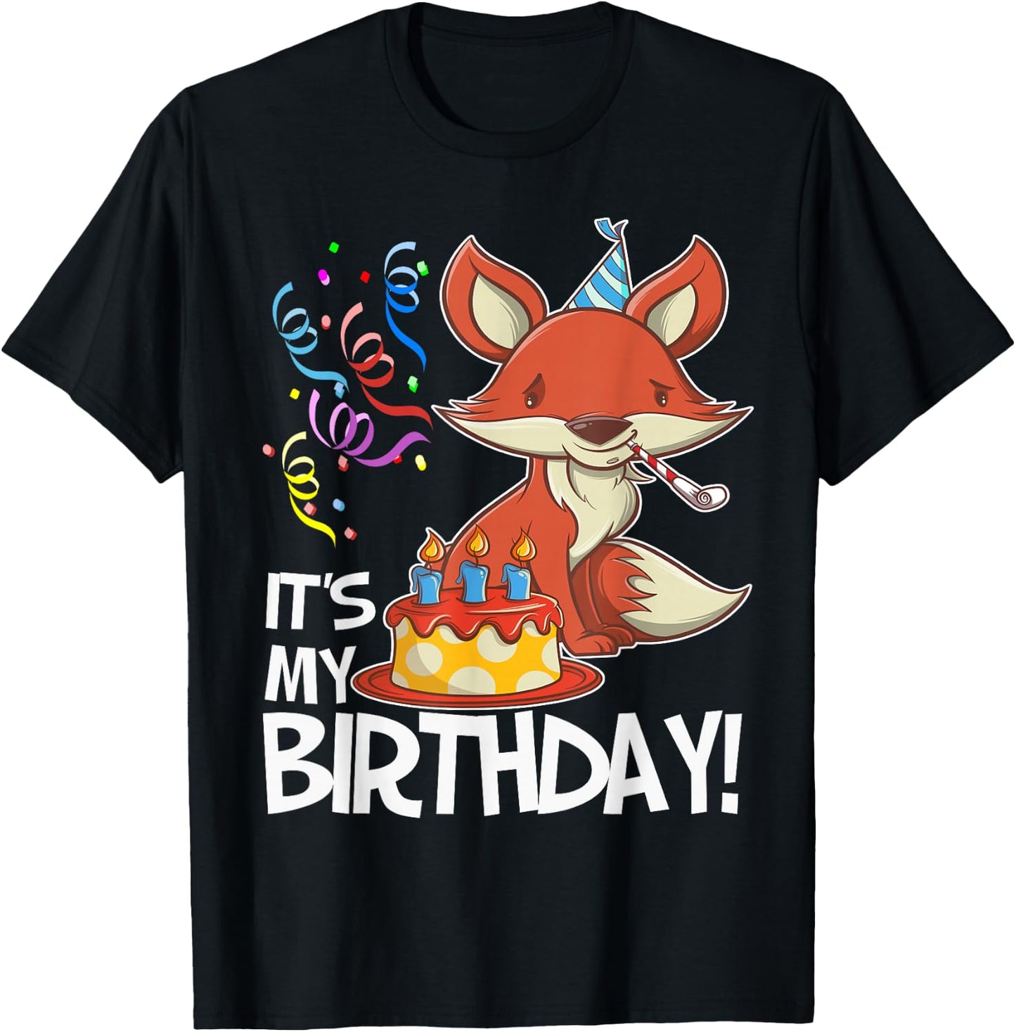 It's My Birthday Fox T Shirt Gift Girls Boys Adults T-Shirt - T-Shirt | Black