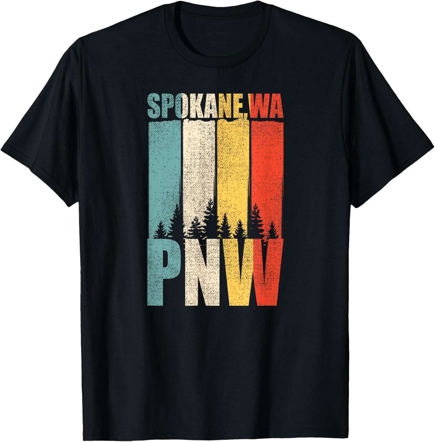 Distressed Retro Spokane WA Pacific Northwest Shirt PNW T-Shirt - T-Shirt | Black