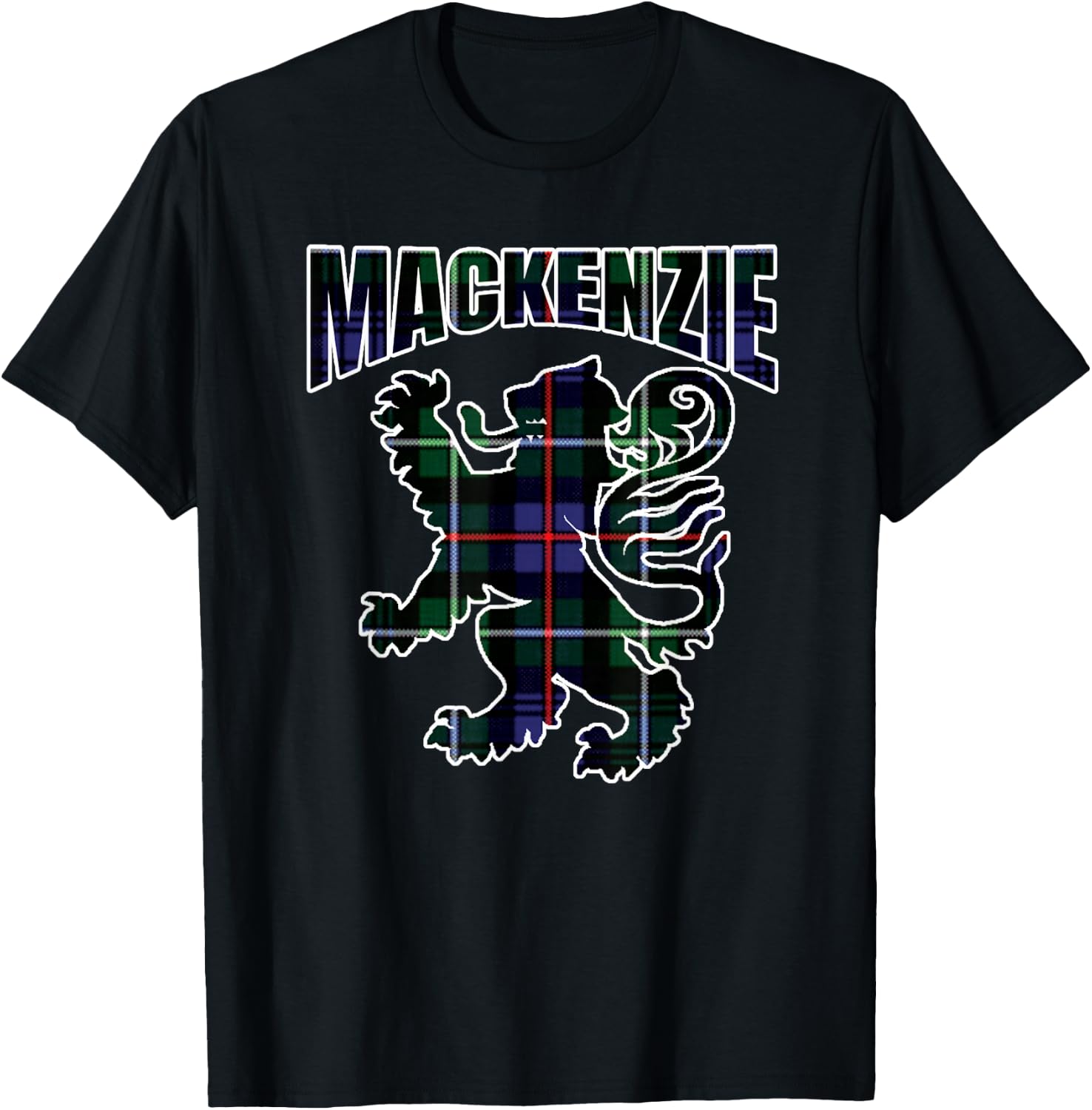 MacKenzie Clan Kilt Tartan Lion Namesake Scottish T-Shirt - T-Shirt | Black