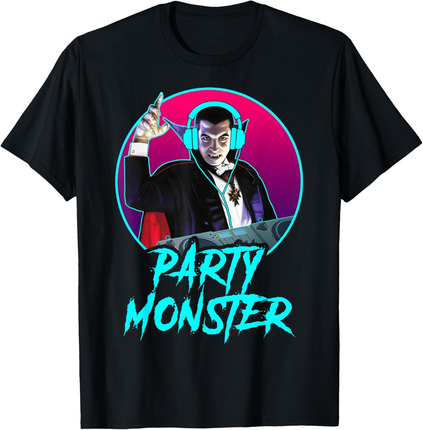 Universal Monsters Dracula Party Monster DJ T-Shirt - T-Shirt | Black