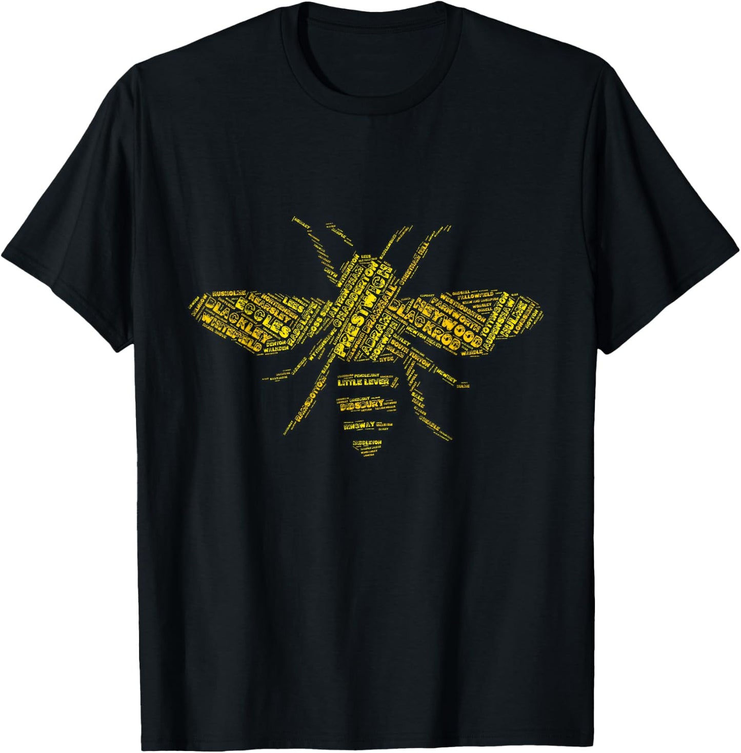 Manchester Bee made up of every place in Greater Manchester T-Shirt - T-Shirt | Black