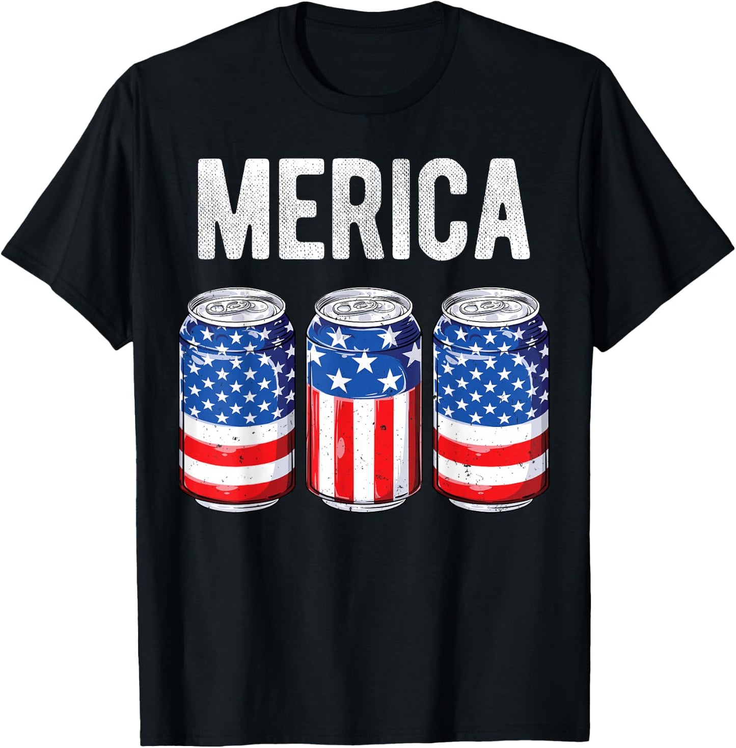 Beer American Flag 4th Of July Merica USA Men Women Drinking T-Shirt - T-Shirt | Black