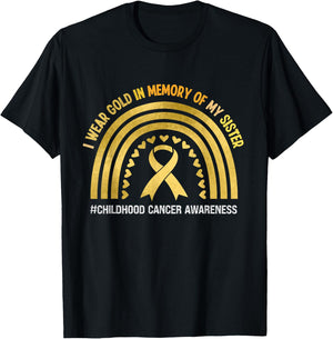 I Wear Gold In Memory Of My Sister T-Shirt - T-Shirt | Black