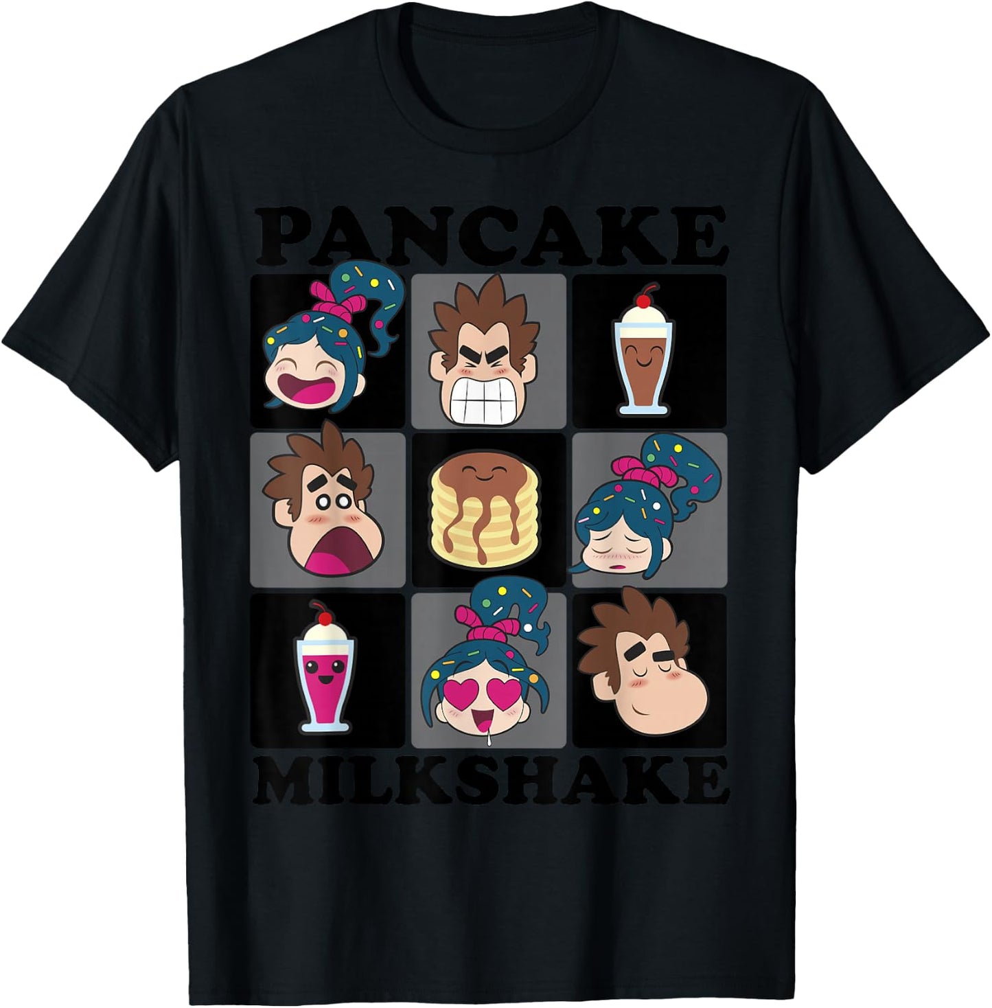 Disney Wreck It Ralph 2 Pancake Grid Graphic T-Shirt - T-Shirt | Black