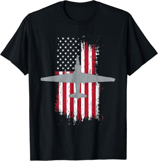 U-2 Dragon Lady Spy Plane American Flag Military Shirt T-Shirt - T-Shirt | Black