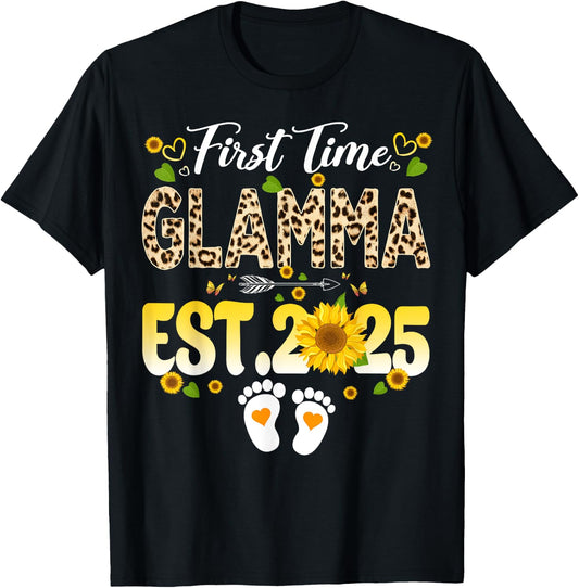 Soon to be Glamma 2025 Mother's Day First Time Mom Pregnancy T-Shirt - T-Shirt | Black