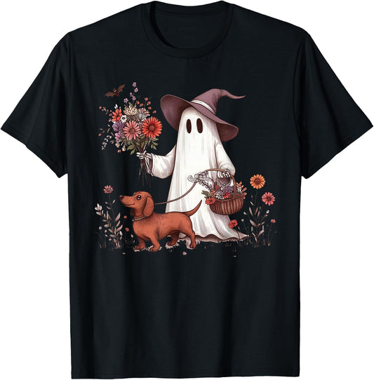 Ghost Walking Dachshund T-Shirt - T-Shirt | Black