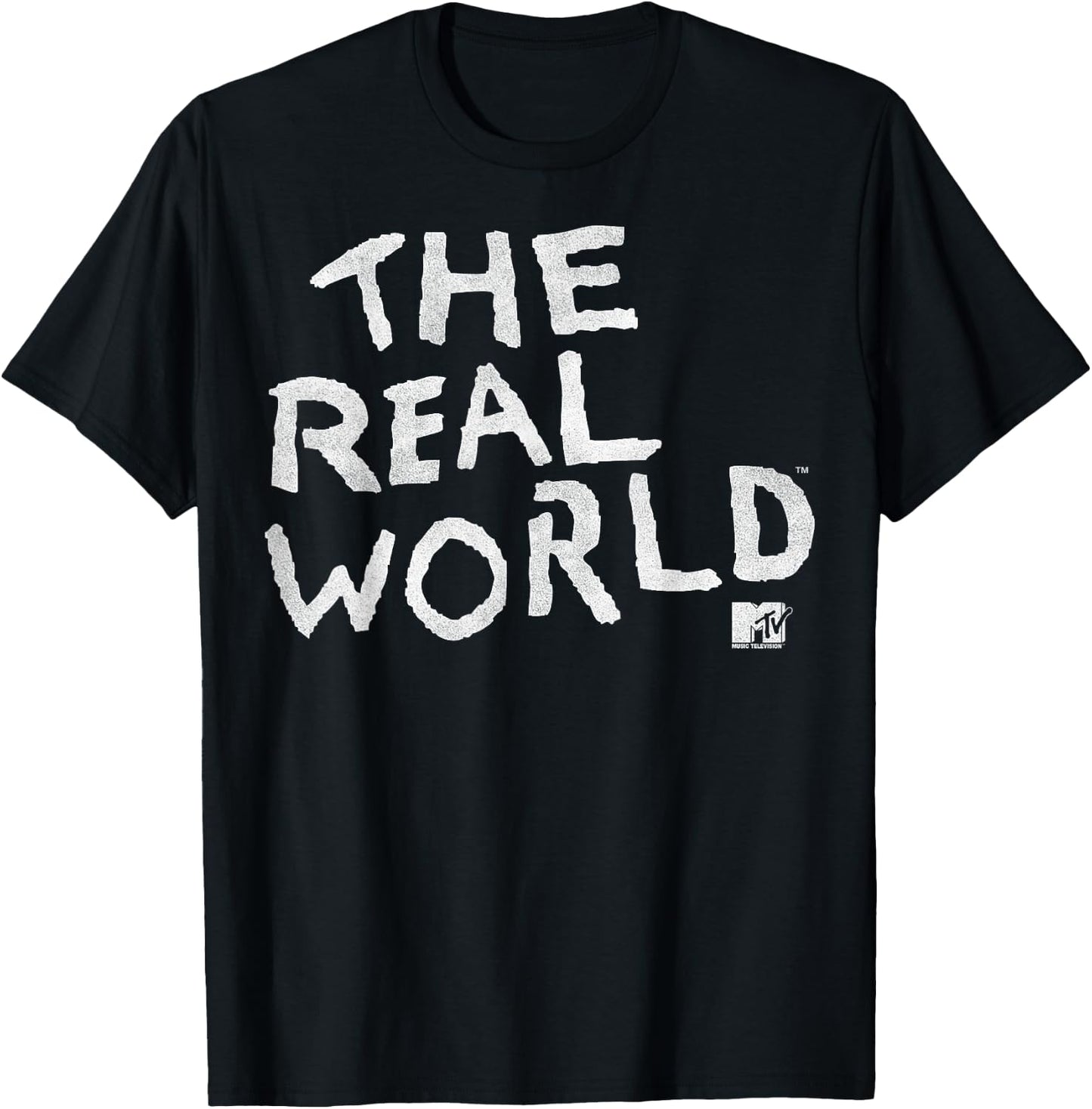 MTV The Real World White Text Title Logo T-Shirt - T-Shirt | Black
