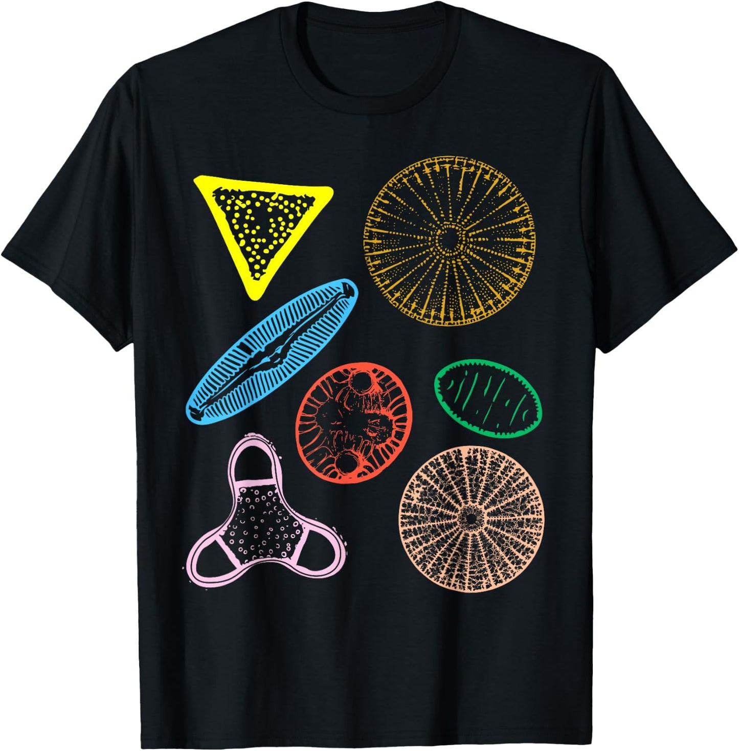 Colorful Diatoms Beautiful Science T-Shirt - T-Shirt | Black