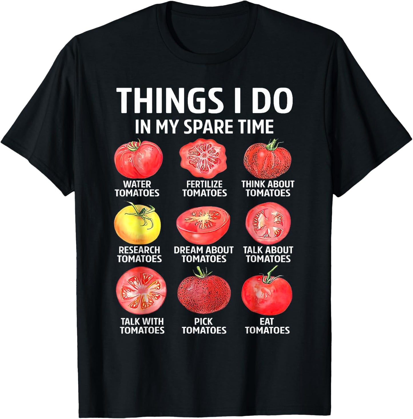 Retro Things I Do in My Spare Time Tomatoes Tomato Gardening T-Shirt - T-Shirt | Black