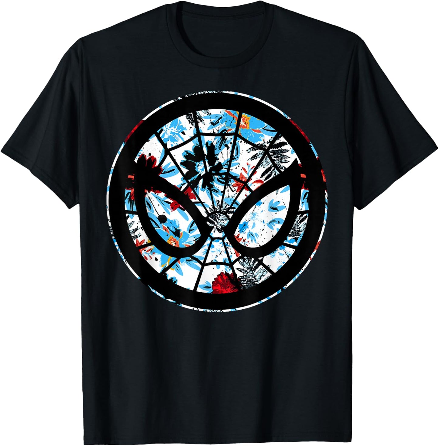 Marvel Spider Man Mask Symbol Tropical Graphic T-Shirt - T-Shirt | Black
