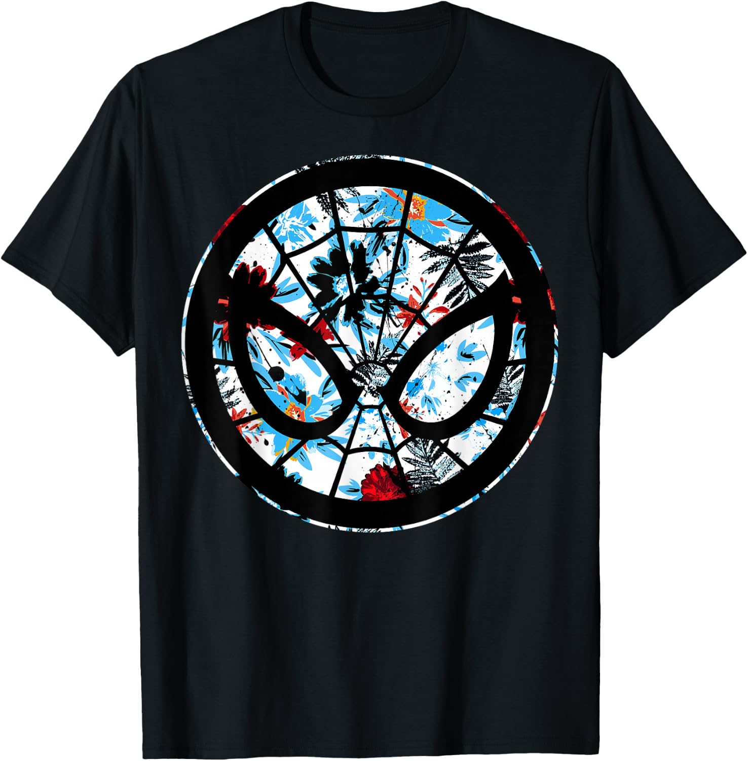 Marvel Spider Man Mask Symbol Tropical Graphic T-Shirt - T-Shirt | Black