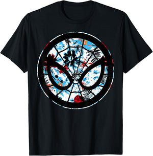 Marvel Spider Man Mask Symbol Tropical Graphic T-Shirt - T-Shirt | Black