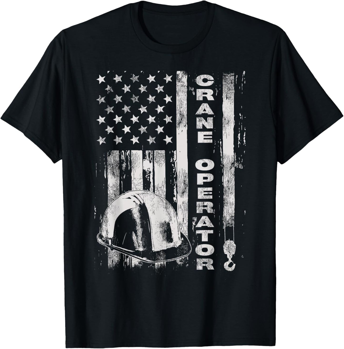 Vintage Crane Operator American Flag T-Shirt - T-Shirt | Black