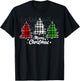 Merry Christmas Tree Xmas Buffalo Plaid Red White Green T-Shirt - T-Shirt | Black