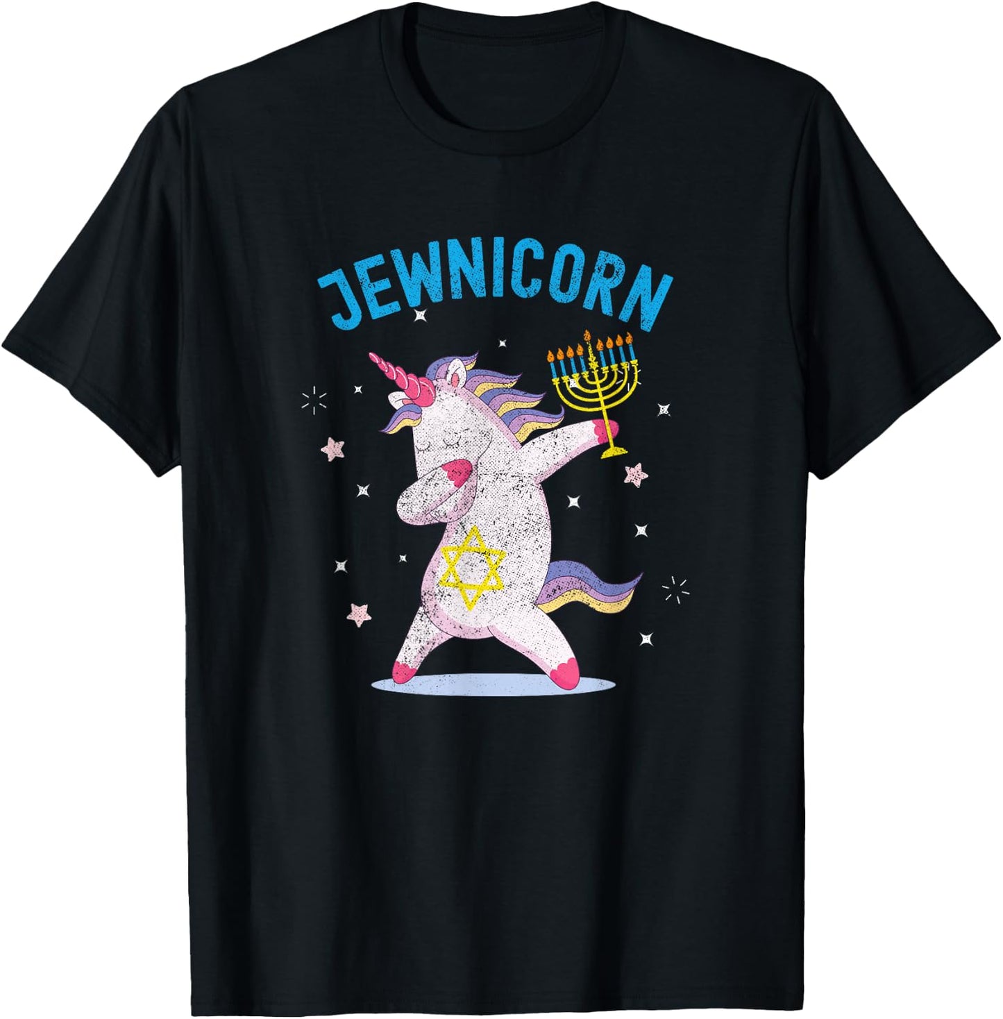 Jewnicorn Unicorn, Funny Happy Hanukkah T-Shirt - T-Shirt | Black