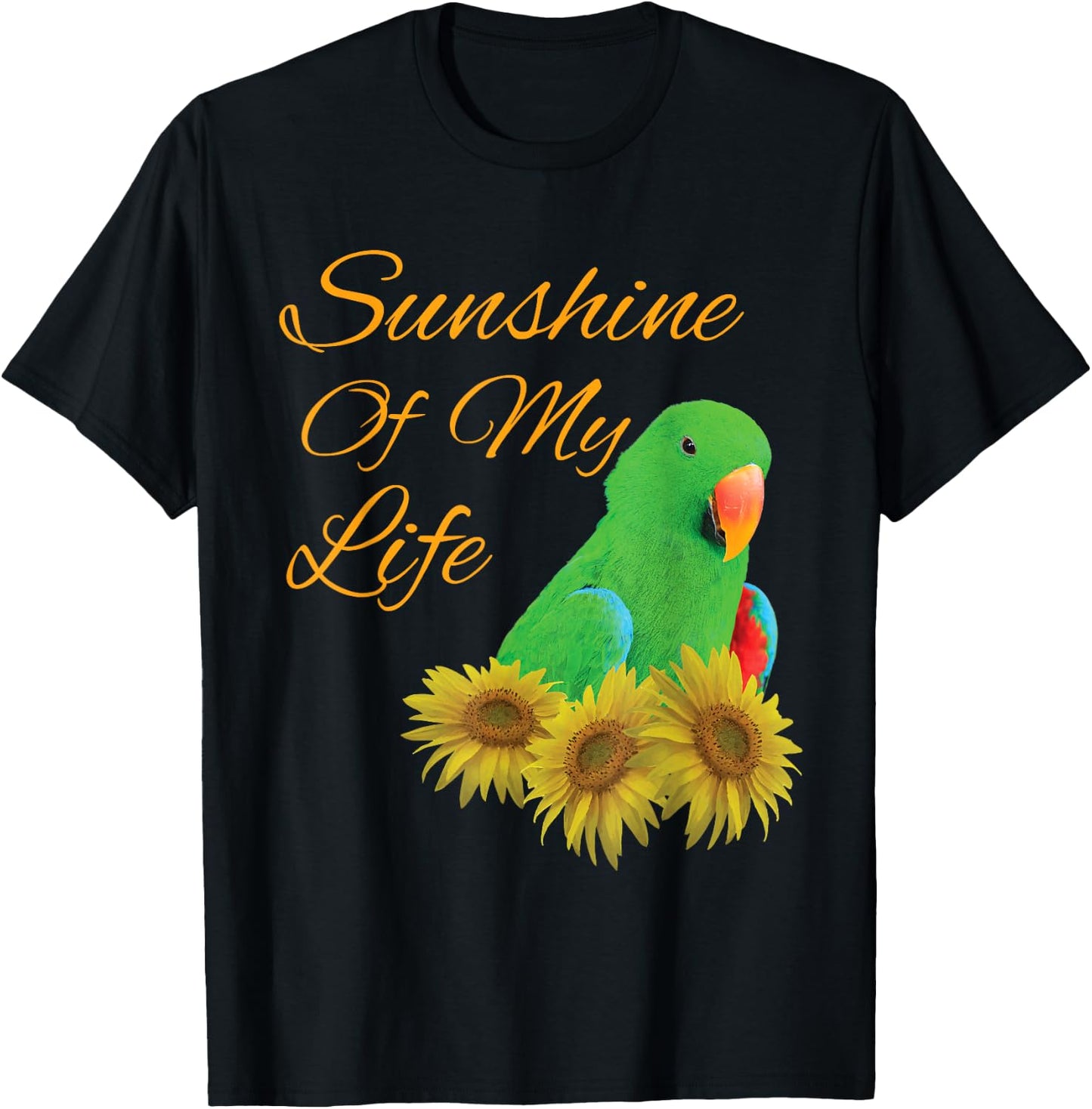 Eclectus Parrot, Male, Sunshine Sunflower T-Shirt - T-Shirt | Black