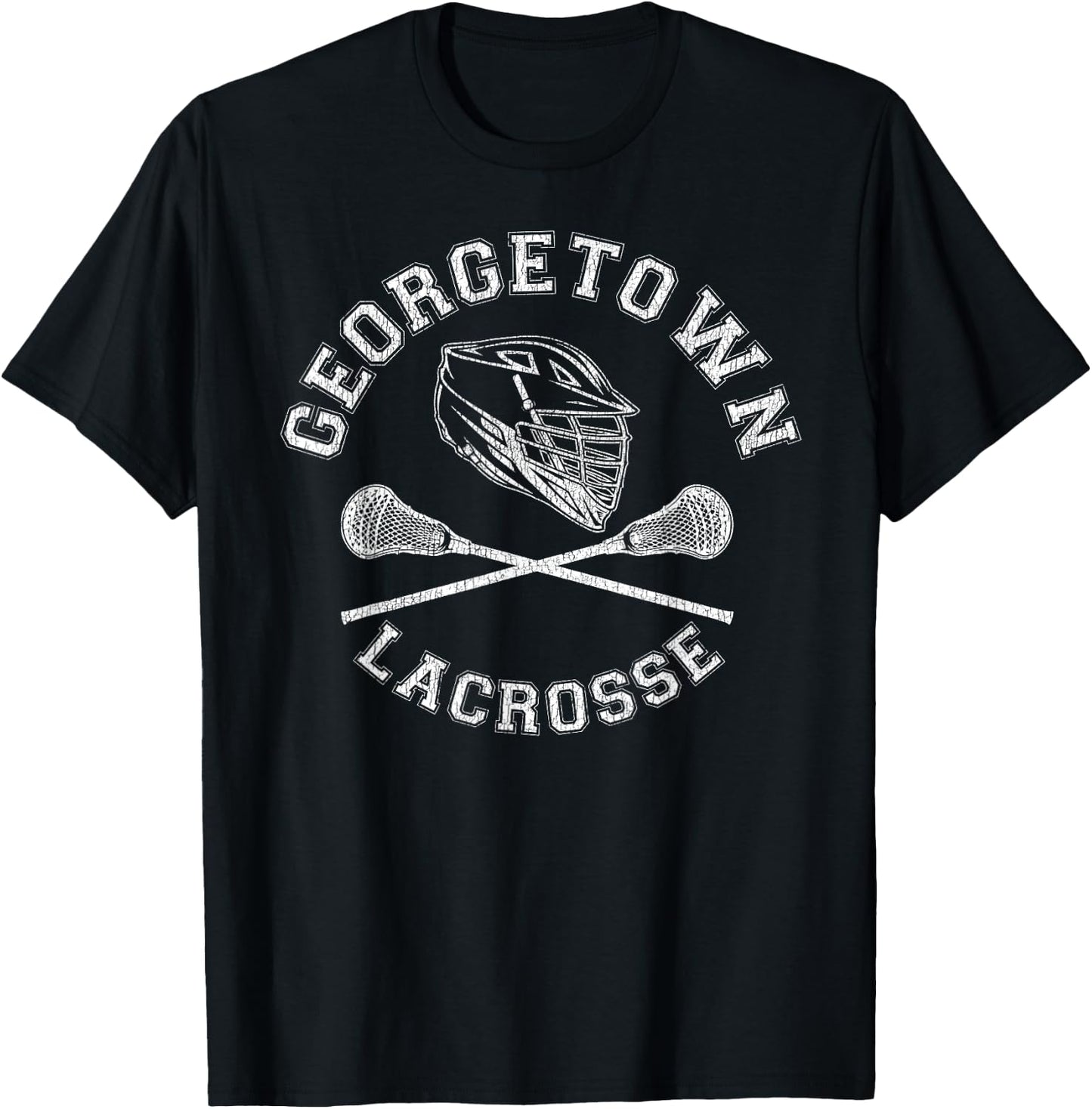 Georgetown Lacrosse Vintage Distressed Retro Lax T-Shirt - T-Shirt | Black