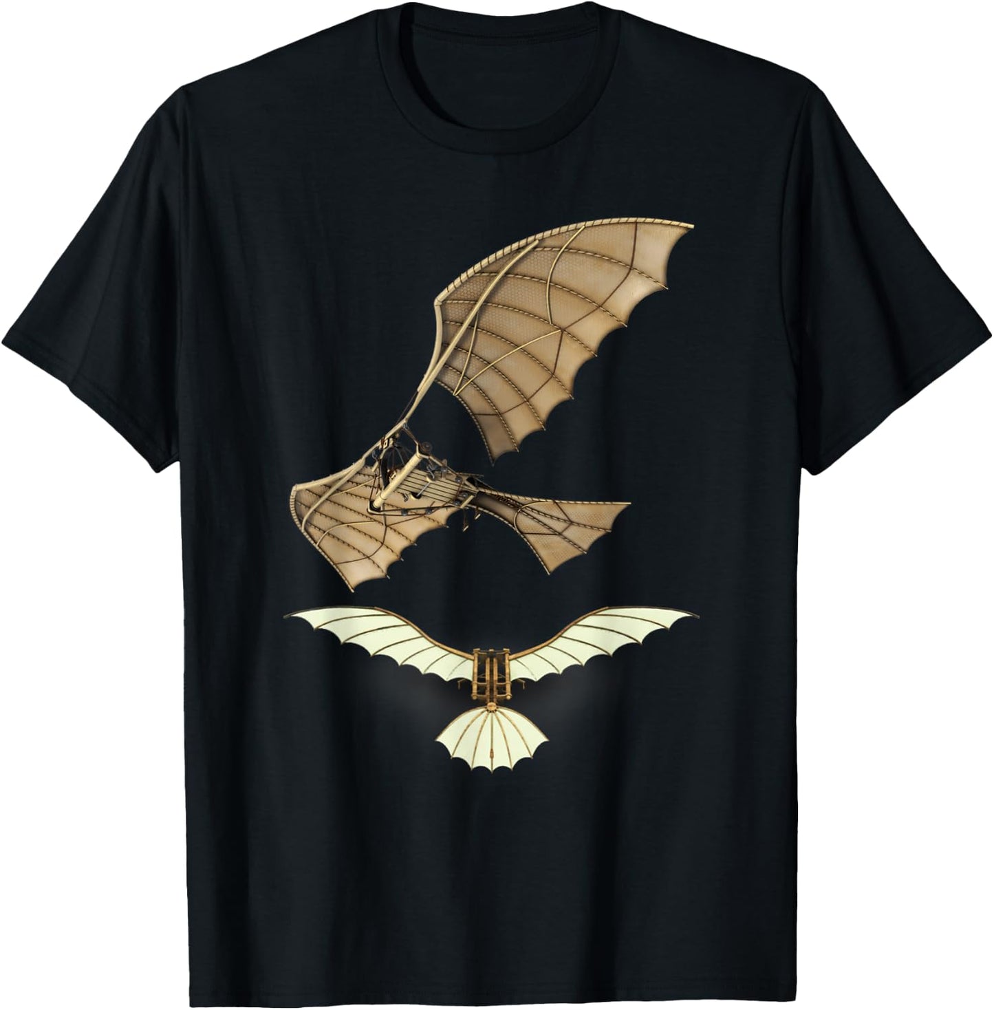 Ornithopter Shirt Leonardo da Vinci Fly Aircraft Sketch T-Shirt - T-Shirt | Black