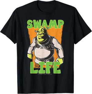 Shrek Cartoon Swamp Life T-Shirt - T-Shirt | Black