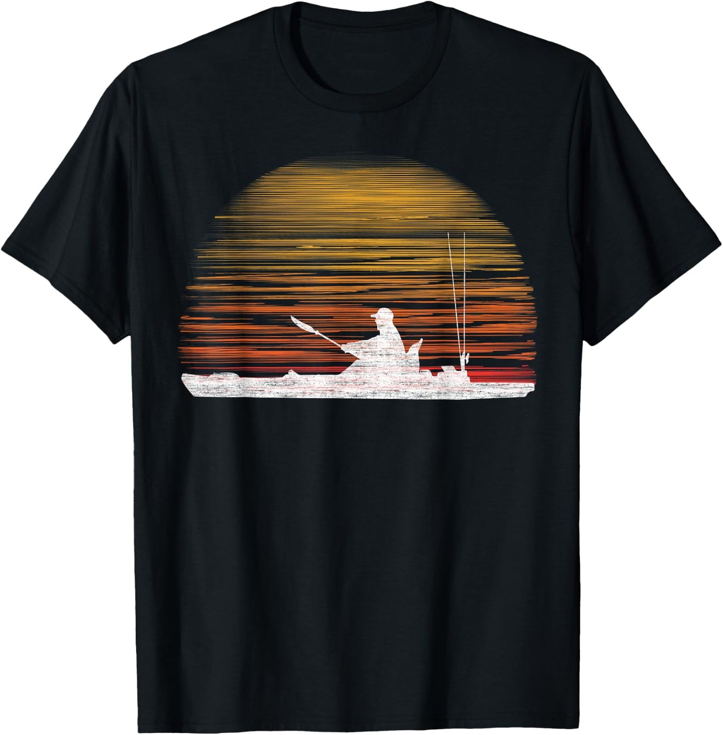 Kayak Fishing Graphic Fisherman Kayaking Angler Vintage T-Shirt - T-Shirt | Black