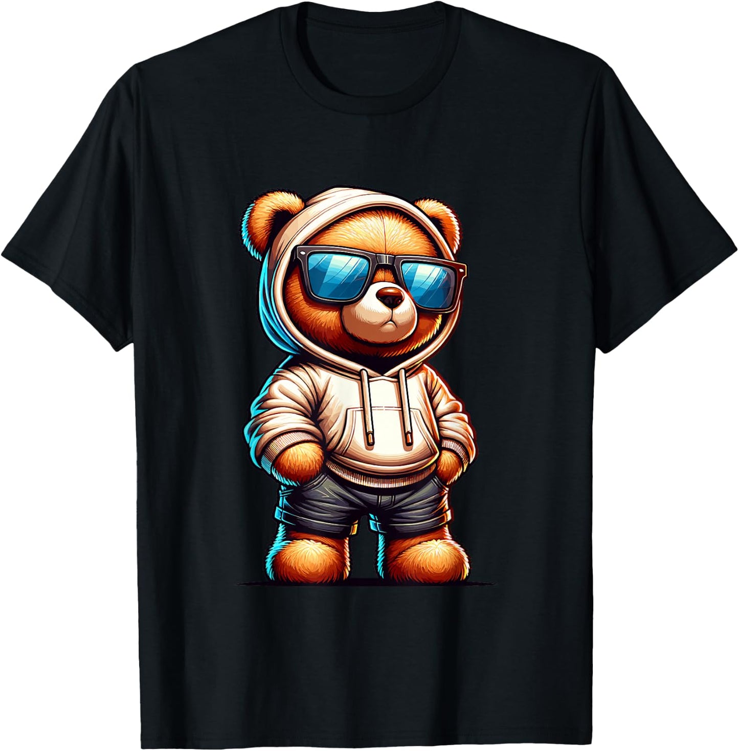 Teddy Bear Graphic Bears Cool Hip Hop Streetwear Colorful T-Shirt - T-Shirt | Black