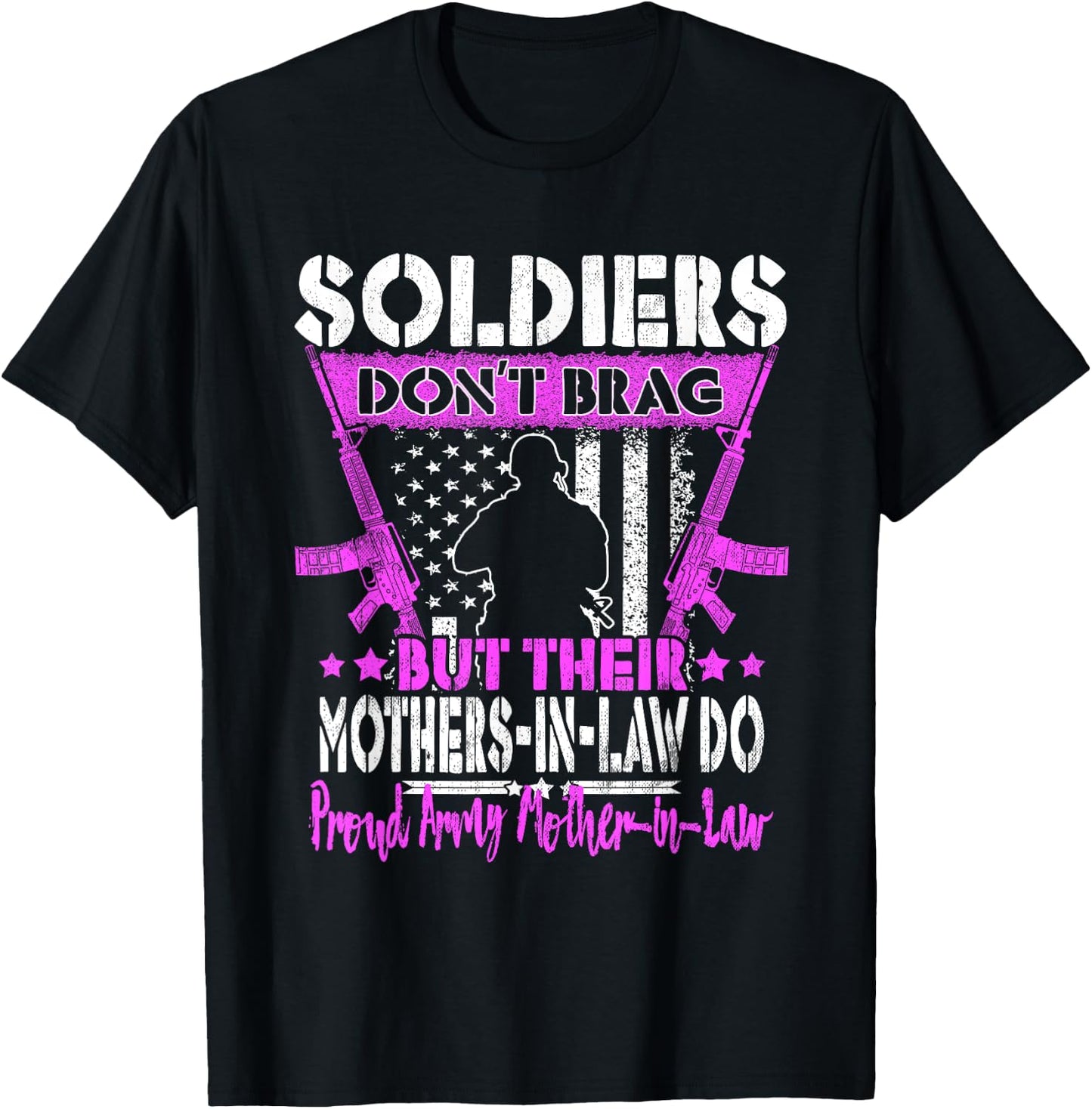 Soldiers Don't Brag - Proud Army Mother-In-Law Military Mom T-Shirt - T-Shirt | Black