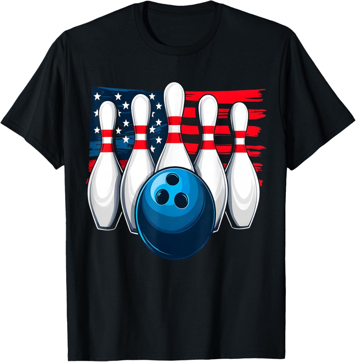 Bowling American Flag T-Shirt - T-Shirt | Black