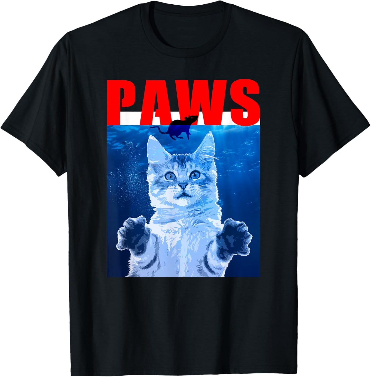 PAWS Funny Cat . Parody For Shark And Cat Lovers Women Kids T-Shirt - T-Shirt | Black