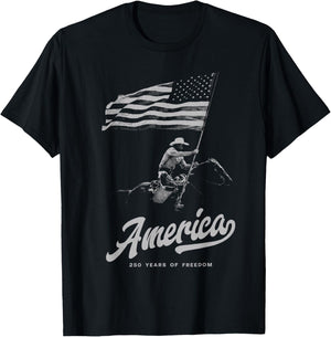 Retro Cowboy USA 250th Anniversary 2026 T-Shirt - T-Shirt | Black