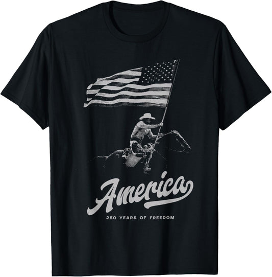 Retro Cowboy USA 250th Anniversary 2026 T-Shirt - T-Shirt | Black