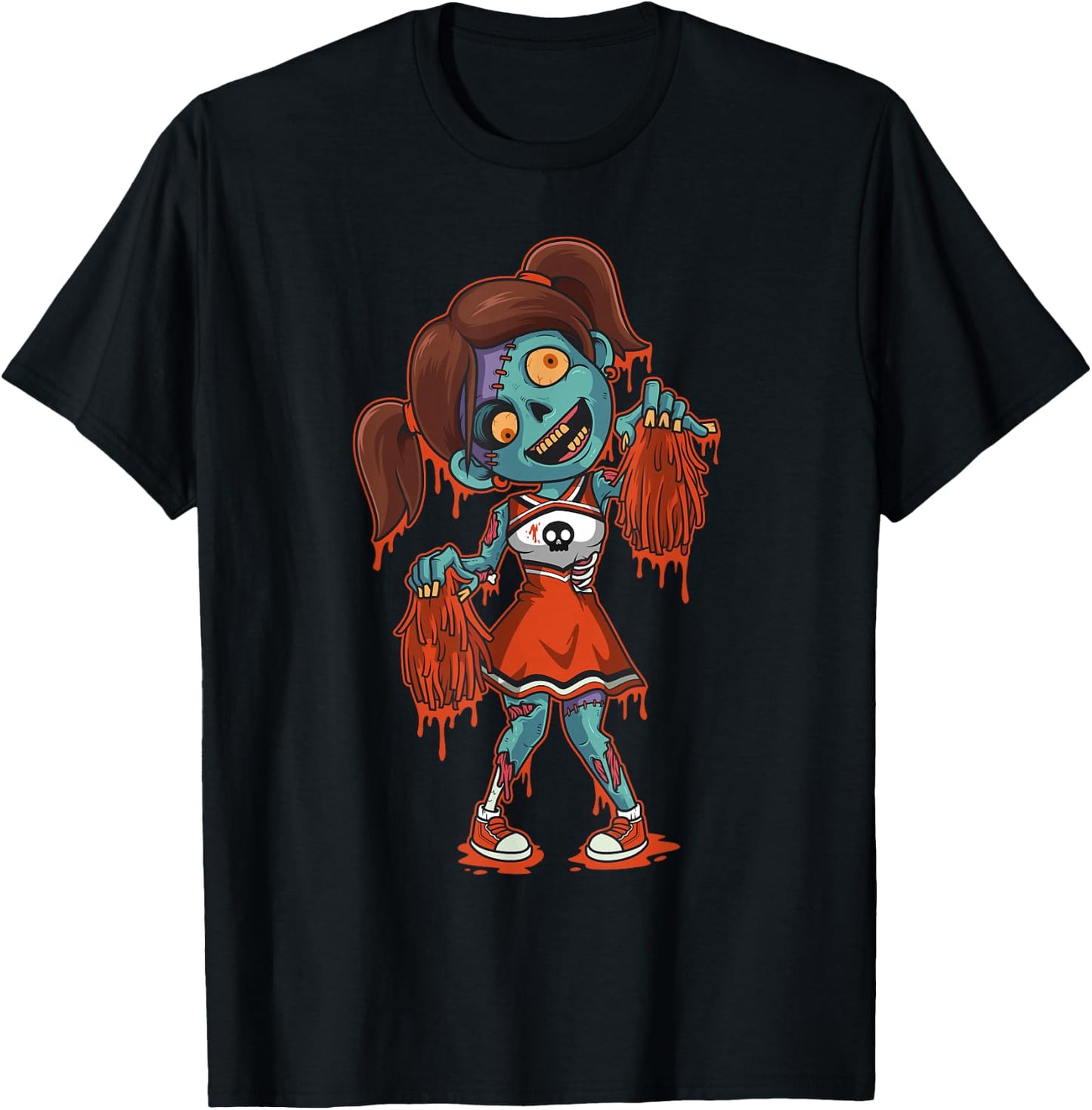 Zombie Cheerleader Halloween Trick or Treat Gift T-Shirt - T-Shirt | Black