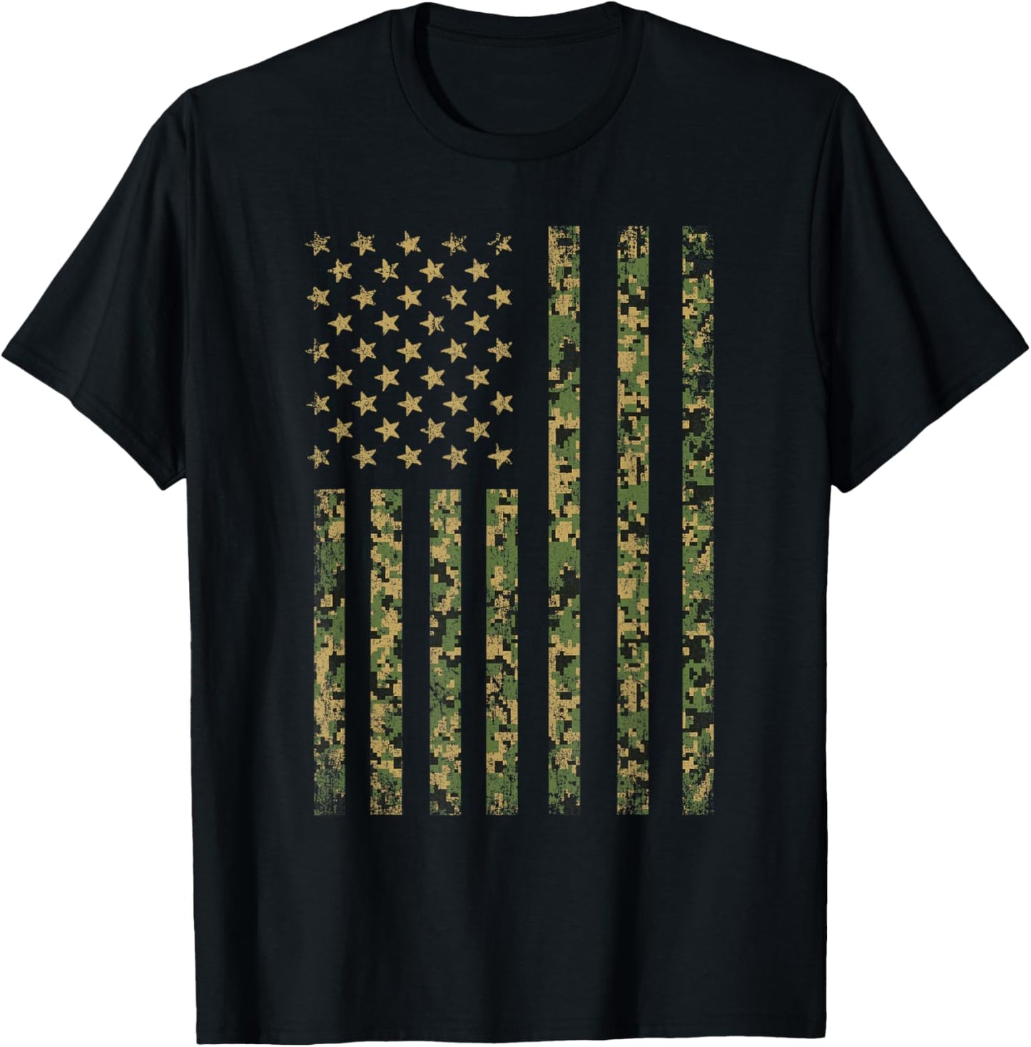 USA Flag 4th of July Military Men Boys Girls Kids Camouflage T-Shirt - T-Shirt | Black