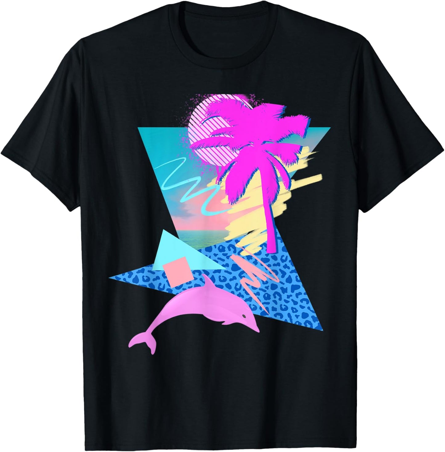 Vaporwave Aesthetic 80s 90s Throwback Retrowave Dolphin T-Shirt - T-Shirt | Black