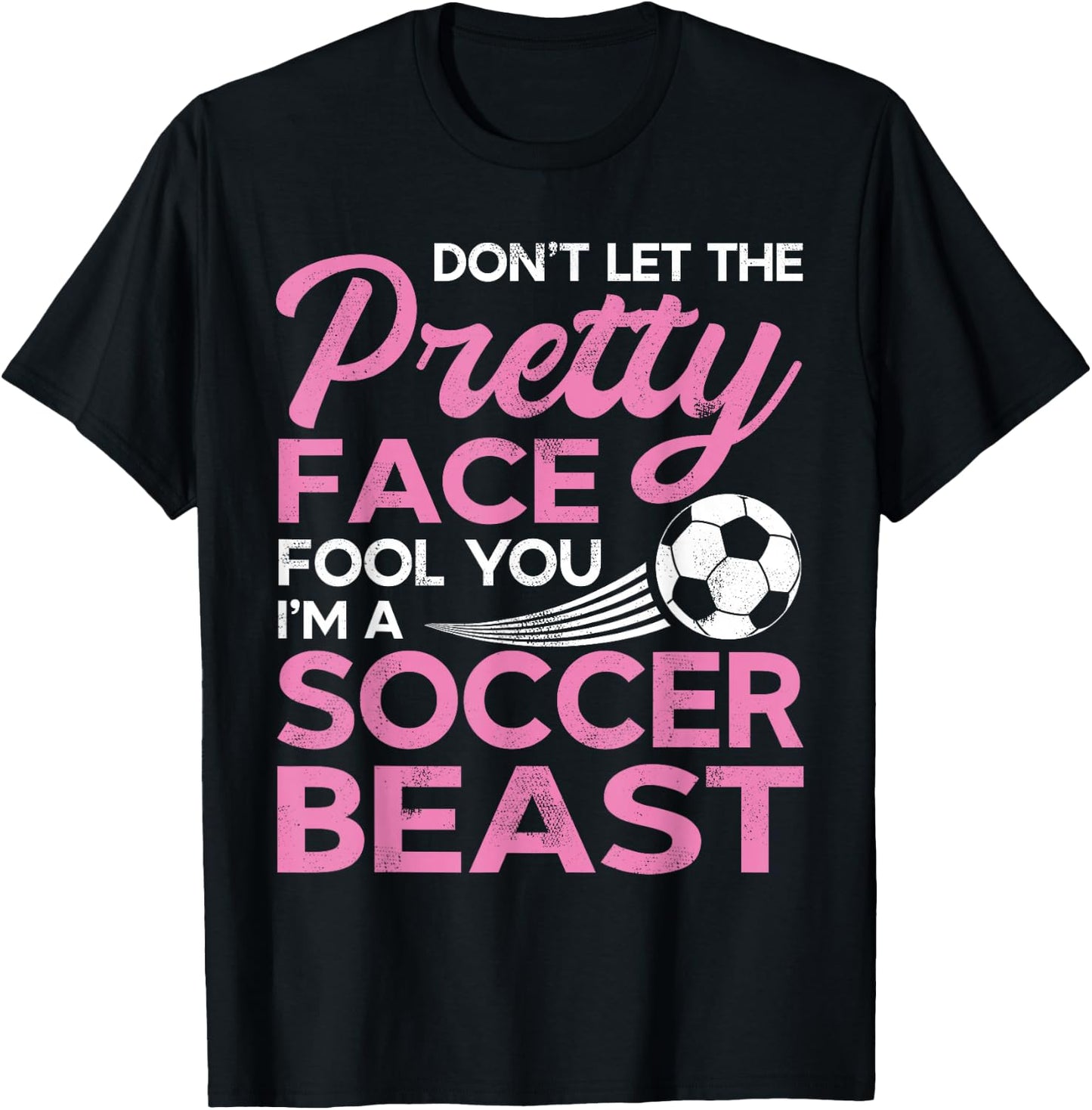 Funny Soccer Girl Player with Pretty Face T-Shirt - T-Shirt | Black